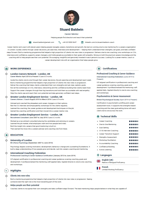 Career Mentor resume example