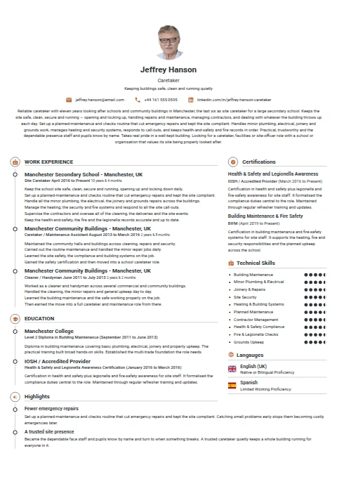 Caretaker resume example
