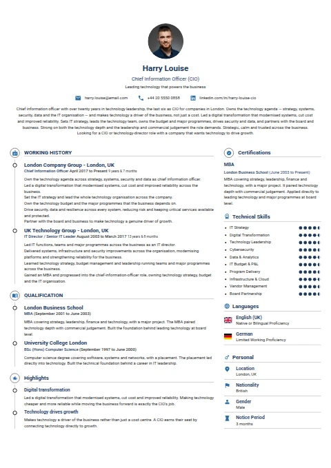 CIO resume example