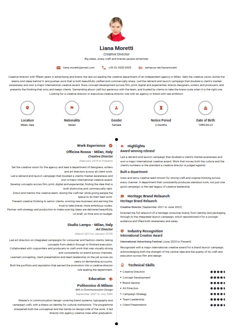 Creative Director resume example