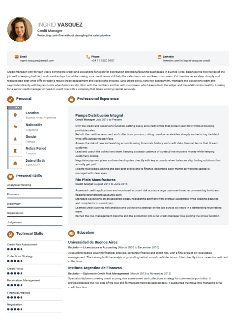 Credit Manager resume example
