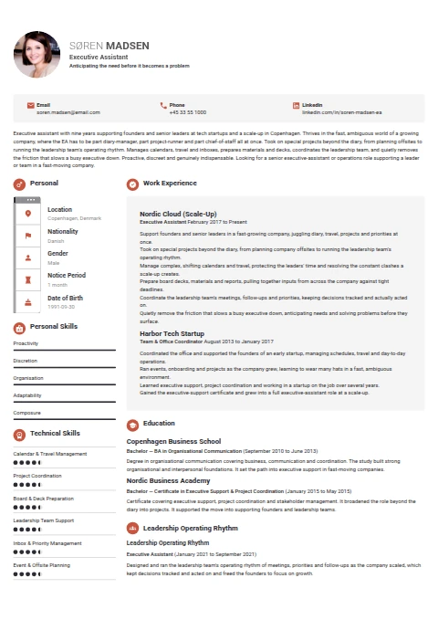 Executive Assistant resume example