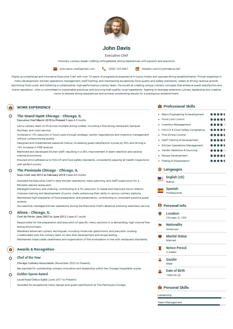 Executive Chef resume example