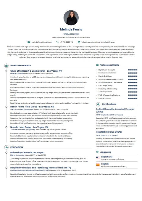 Hotel Accountant resume example