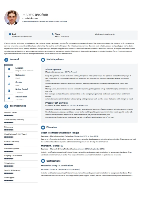 IT Administrator resume example