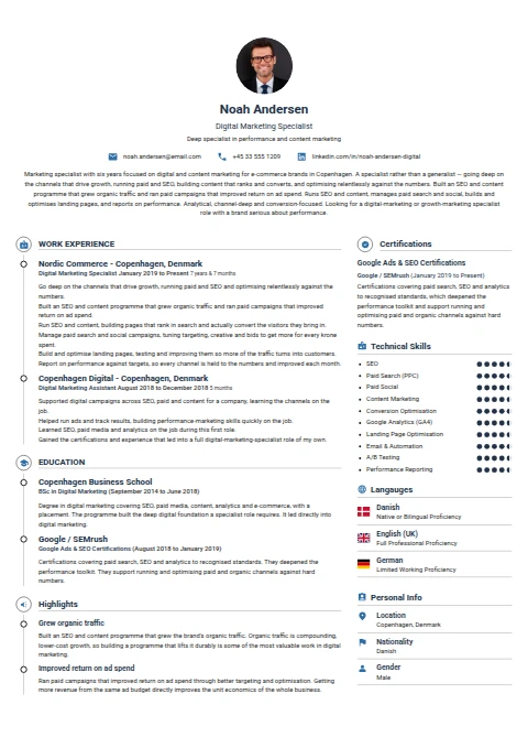 Marketing Specialist resume example