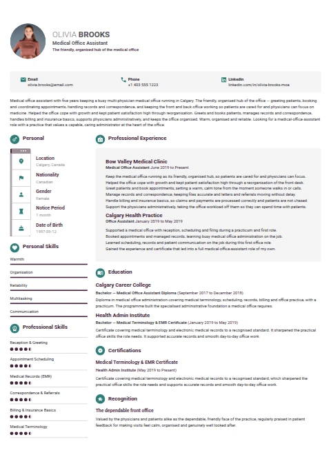 Medical Office Assistant resume example