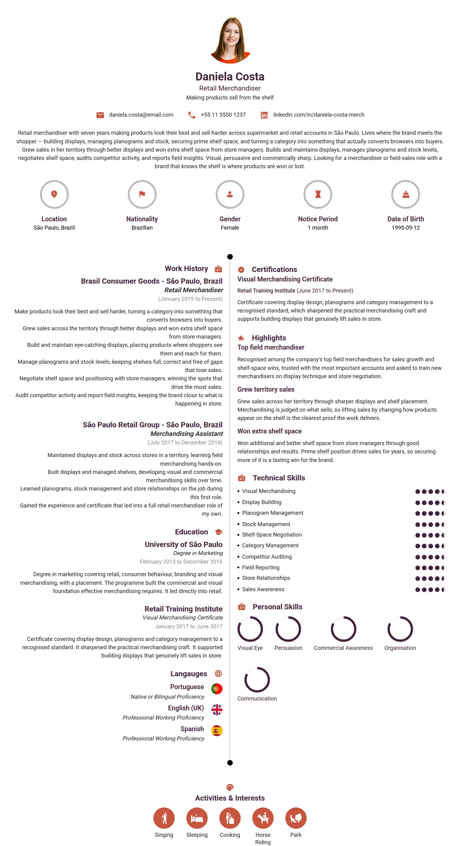 Merchandiser resume example — a professionally formatted Logistics/Supply Chain CV sample