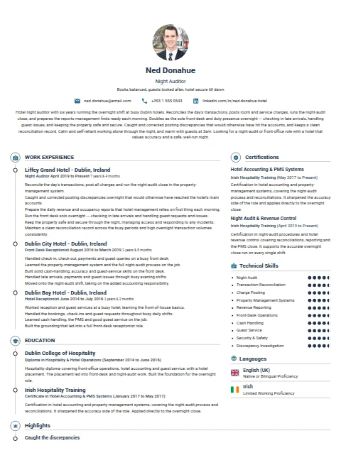 Night Auditor resume example