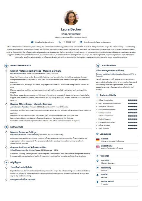 Office Administrator resume example