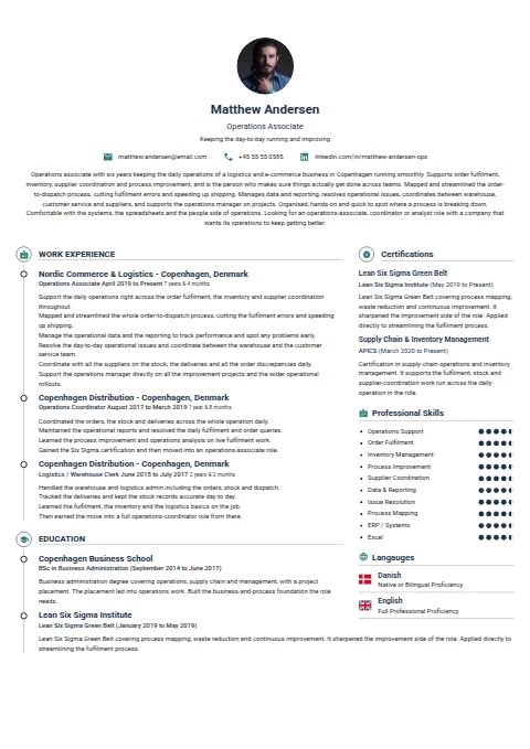 Operations Associate resume example