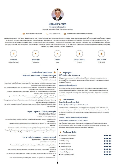 Operations Executive resume example