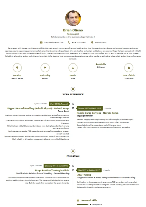 Ramp Agent resume example
