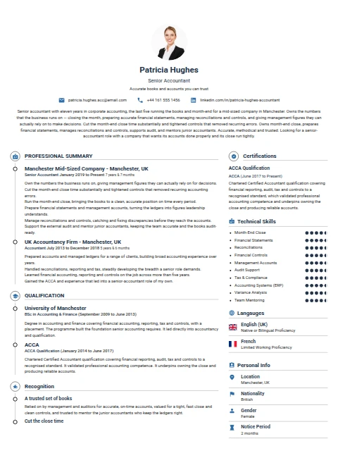Senior Accountant resume example