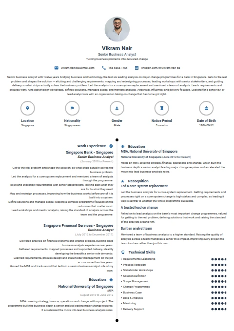 Senior Business Analyst resume example
