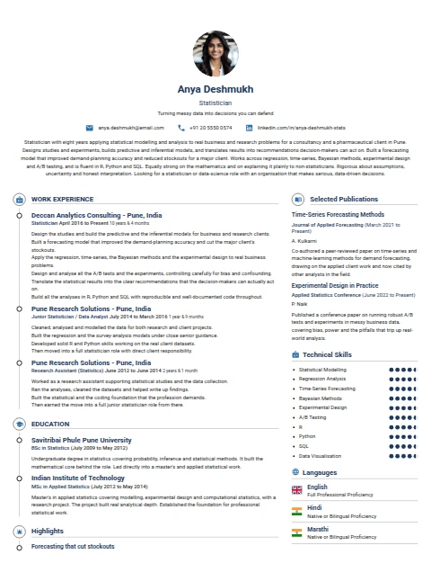 Statistician resume example
