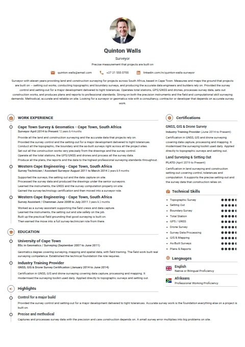 Surveyor resume example