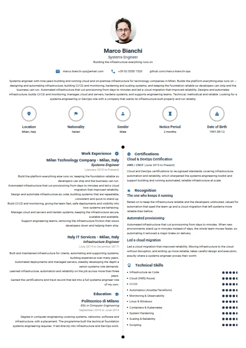 System Engineer resume example