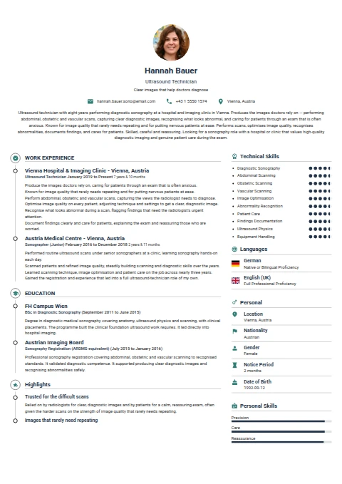 Ultrasound Technician resume example